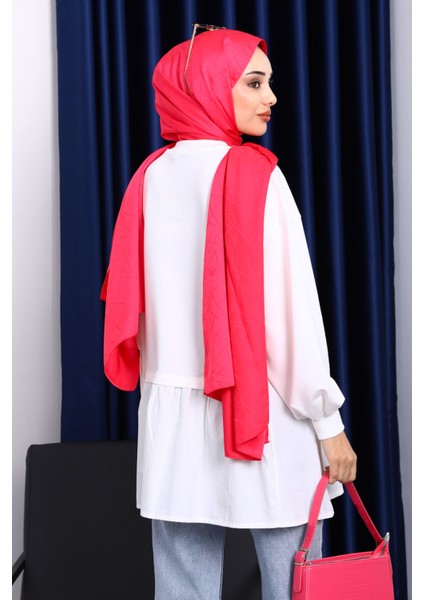 Ekru Büzgü Detaylı Garnili Tunik modelleri