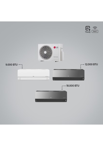 1+3 Multi Sistem / 9+12+18 Iç Üniteler = 1 Adet Dış Ünite Al Thinq Wi-Fi Kontrolü