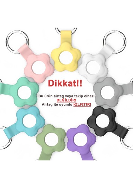 Airtag Uyumlu 4’lü Silikon Kılıf Seti Çiçek Desenli Anahtarlık Halkalı Koruyucu Kap Arkası Kapalı Düşmez fiyatları