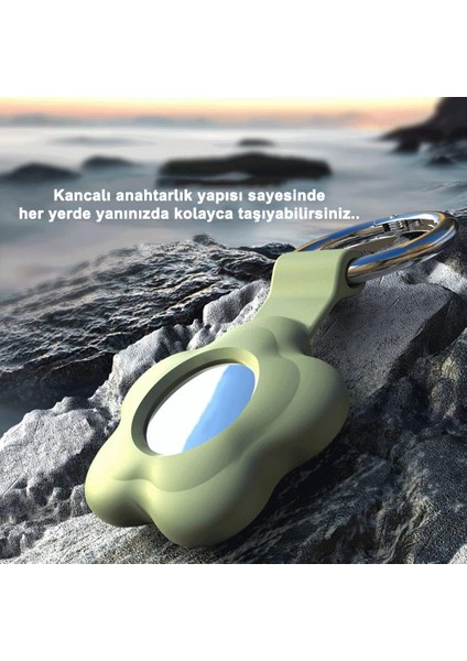 Airtag Uyumlu 4’lü Silikon Kılıf Seti Çiçek Desenli Anahtarlık Halkalı Koruyucu Kap Arkası Kapalı Düşmez fırsatları