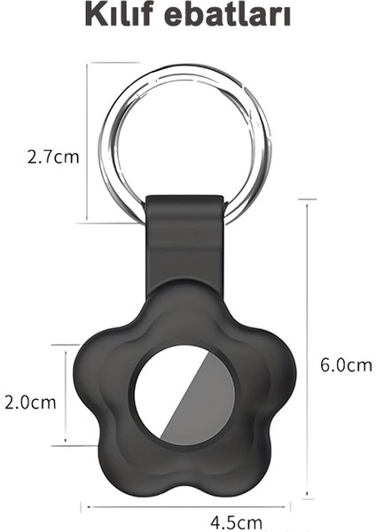 Airtag Uyumlu 4’lü Silikon Kılıf Seti Çiçek Desenli Anahtarlık Halkalı Koruyucu Kap Arkası Kapalı Düşmez indirimleri