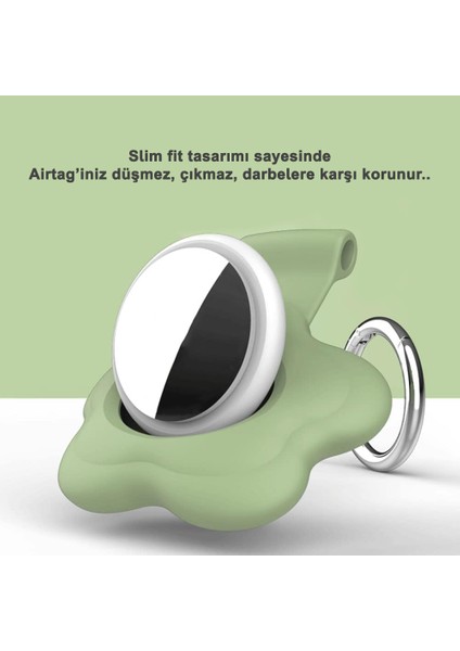 Airtag Uyumlu 4’lü Silikon Kılıf Seti Çiçek Desenli Anahtarlık Halkalı Koruyucu Kap Arkası Kapalı Düşmez