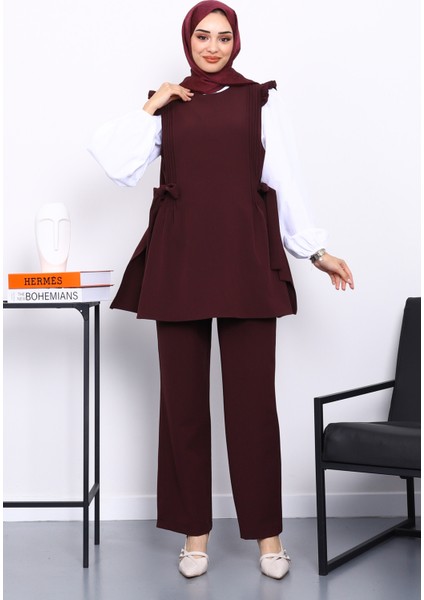 Bordo Gömlek Yelek Pantolonlu Üçlü Takım fiyatları