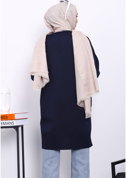 Lacivert Kazayağı Desenli Soğuk Iplik Triko Tunik fırsatları