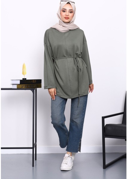 Haki Yanları Yırtmaçlı Bel Ipli Tunik fiyatları