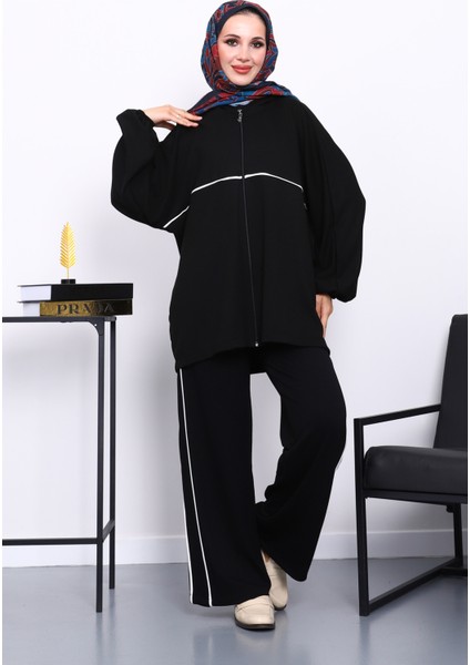 Siyah Fermuarlı Sweat Pantolonlu Modal Takım fiyatları