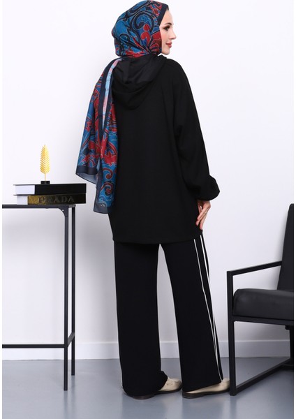 Siyah Fermuarlı Sweat Pantolonlu Modal Takım fırsatları