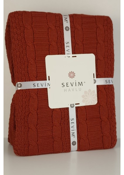 Tek Kişilik Triko Örme Battaniye - Yumuşak Dokulu & Şık Yatak Örtüsü-Örgü Battaniye - Kiremit modelleri