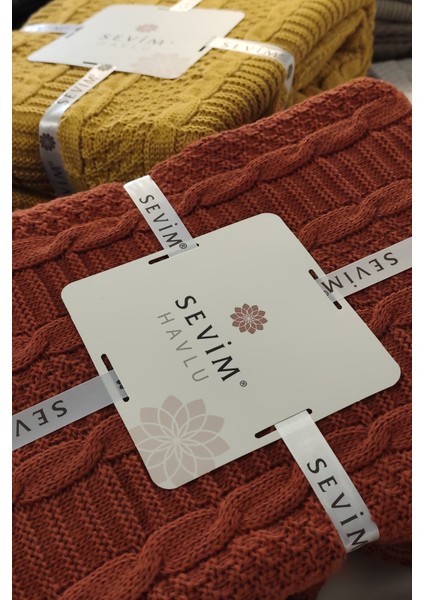 Tek Kişilik Triko Örme Battaniye - Yumuşak Dokulu & Şık Yatak Örtüsü-Örgü Battaniye - Kiremit fırsatları