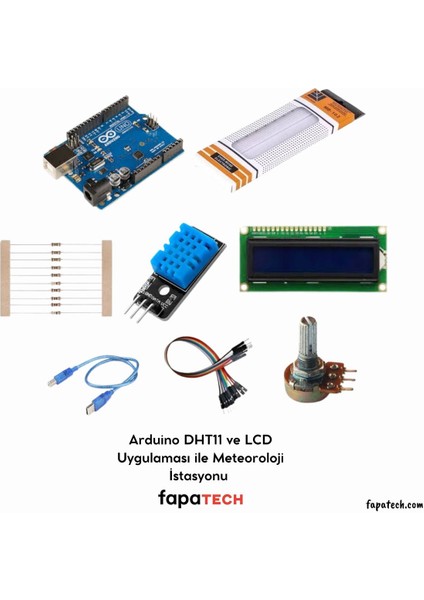 Arduino DHT11 ve LCD Uygulaması ile Meteoroloji Istasyonu Proje Seti/ E- Pdf Devre Şemalı Içerik fırsatları