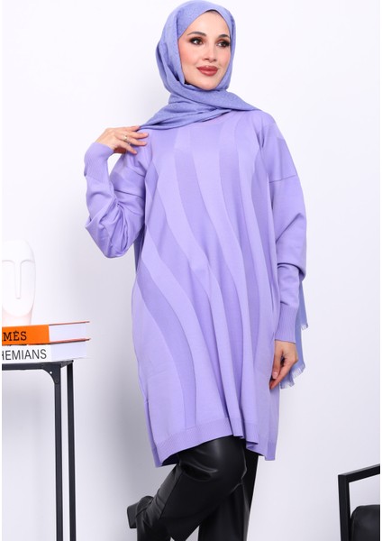 Lila Soğuk İplik Merserize Triko Tunik