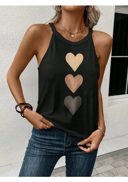 Kadın Omuzlardan Açık Boyundan Askılı Kalp Baskılı Viskon Bluz fiyatları