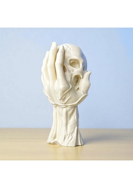 “sessiz Çığlık” Heykel – Modern Soyut Kafatası ve El Figürü | Kabuk Factory Tasarımı