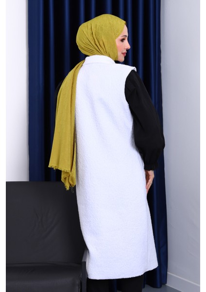 Ekru Düğmeli Uzun Buklet Yelek fırsatları