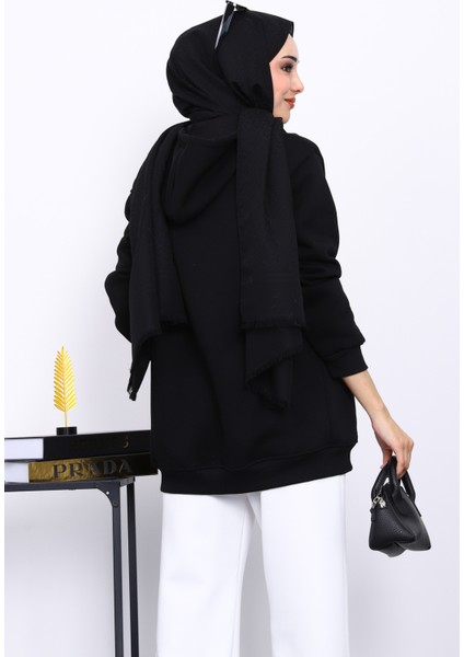 Siyah Cepli Fermuarlı Üç Iplik Şardonlu Hırka fırsatları