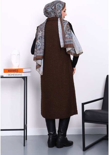 Kahverengi Düğmeli Uzun Buklet Yelek fırsatları