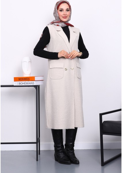 Taş Düğmeli Uzun Buklet Yelek fiyatları