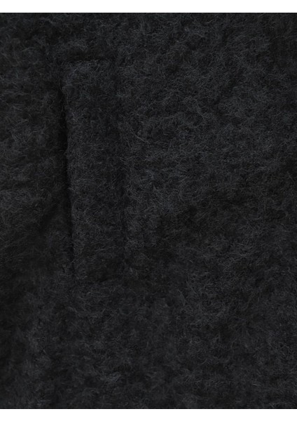 Alpaco Çift Cepli Önü Düğmeli Astarlı Buklet Kaban -Siyah -Collectıon modelleri