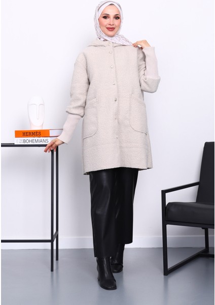 Taş Kapşonlu Buklet Kaban fiyatları