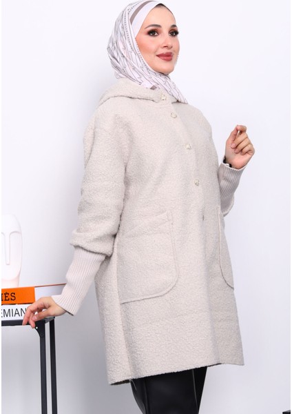 Taş Kapşonlu Buklet Kaban modelleri