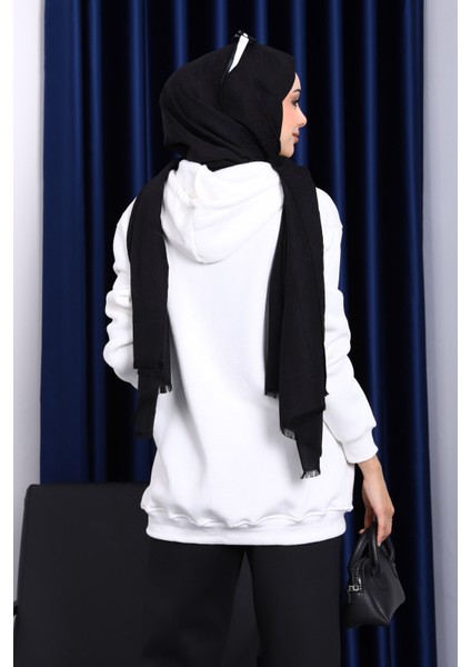 Ekru Cepli Fermuarlı Üç Iplik Şardonlu Hırka fırsatları