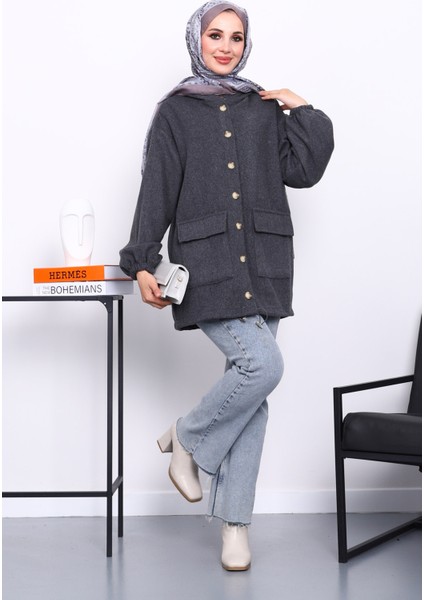 Füme Kapüşonlu Düğmeli İnce Kaşe Ceket fiyatları