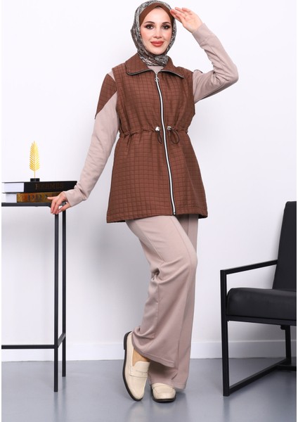 Vizon Kapitone Yelekli Tunik Pantolonlu Takım fiyatları