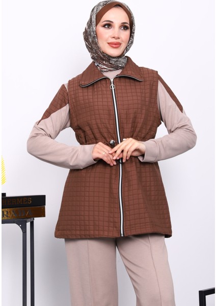 Vizon Kapitone Yelekli Tunik Pantolonlu Takım modelleri