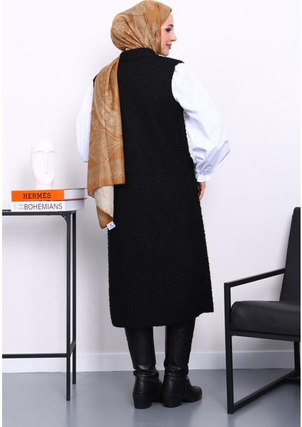 Siyah Düğmeli Uzun Buklet Yelek fırsatları