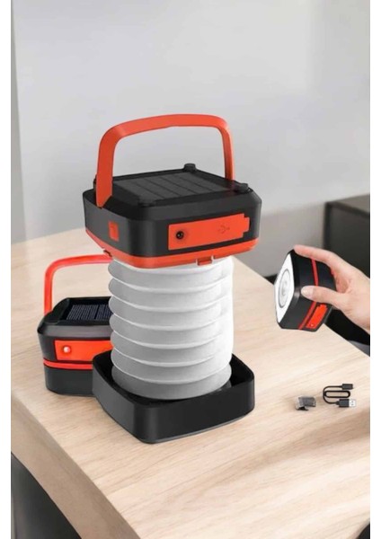 Techmrt Katlanabilir Kamp Lambası Solar Fener Görünümlü 3 Kademeli Şarjlı modelleri