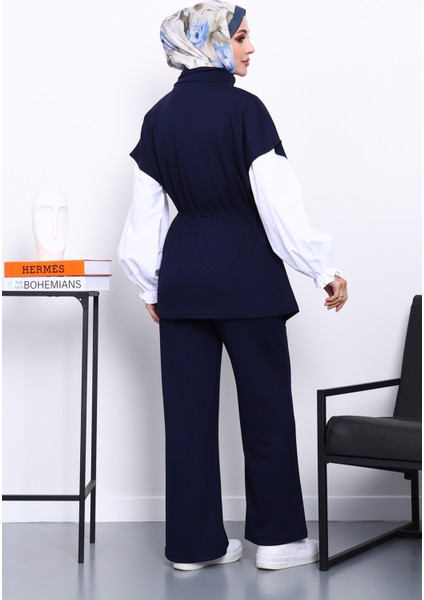 Lacivert Fermuarlı Yelek Pantolonlu Modal Takım fırsatları