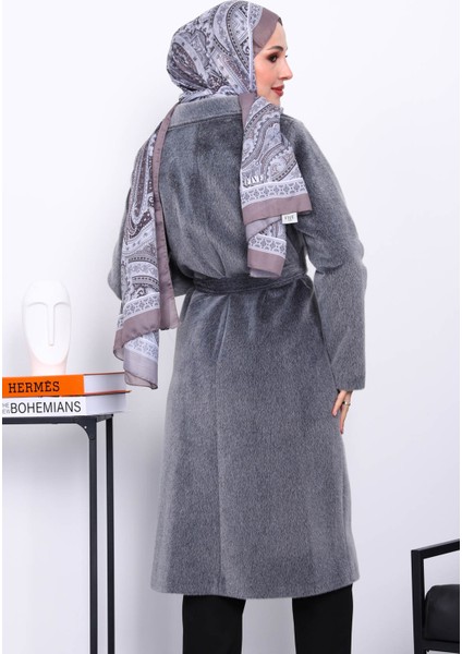 Füme Kruvaze Yaka Cepli Angora Kaşe Kaban fırsatları