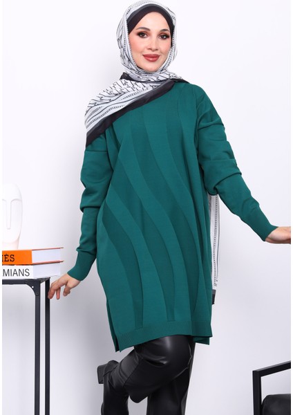 Zümrüt Yeşili Soğuk İplik Merserize Triko Tunik