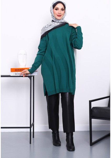 Zümrüt Yeşili Soğuk İplik Merserize Triko Tunik fiyatları