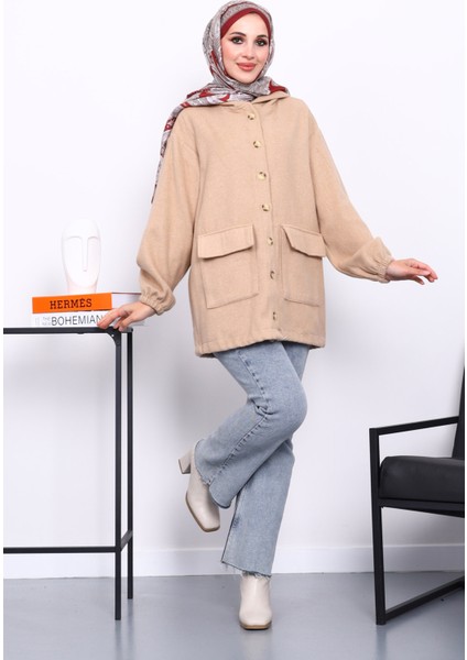 Vizon Kapüşonlu Düğmeli İnce Kaşe Ceket fiyatları