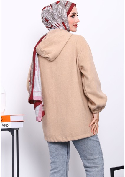 Vizon Kapüşonlu Düğmeli İnce Kaşe Ceket fırsatları