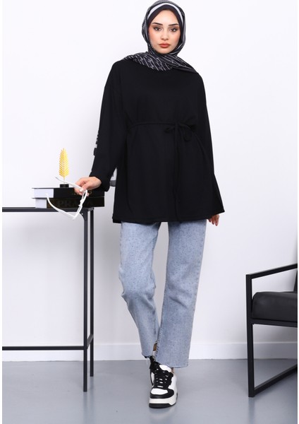 Siyah Yanları Yırtmaçlı Bel İpli Tunik fiyatları