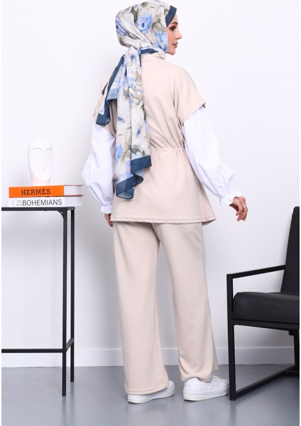 Taş Fermuarlı Yelek Pantolonlu Modal Takım fırsatları