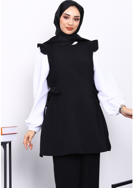 Siyah Gömlek Yelek Pantolonlu Üçlü Takım modelleri