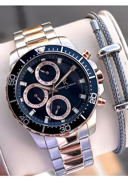 Italyan Tasarım Bileklik Hediyeli Çelik Kasa ve Kordon 3 Atm Erkek Kol Saati E0102.RG