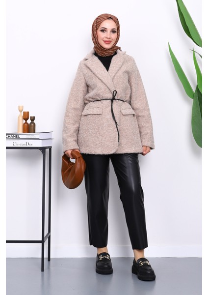 Taş Bel Bağlamalı Cepli Keçe Ceket fiyatları