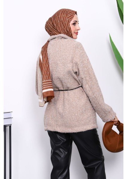 Taş Bel Bağlamalı Cepli Keçe Ceket fırsatları