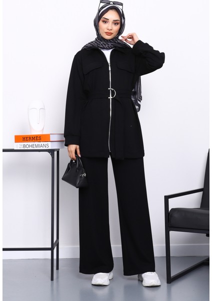Siyah Sahte Cepli Bel Kuşaklı Modal Takım fiyatları