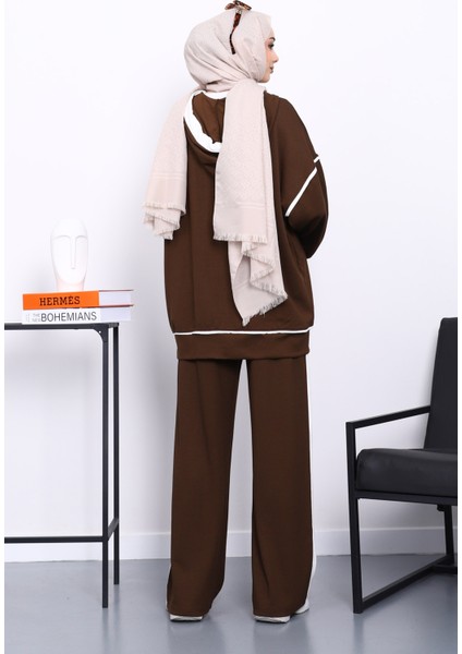 Kahverengi Kapşonlu Garnili Modal Takım fırsatları