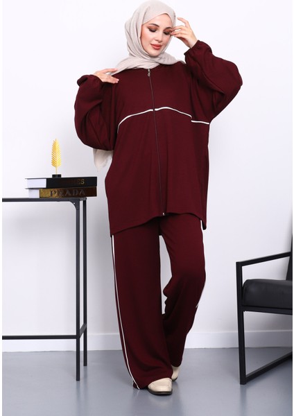 Mürdüm Fermuarlı Sweat Pantolonlu Modal Takım fiyatları