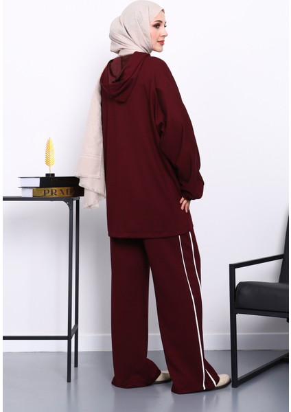 Mürdüm Fermuarlı Sweat Pantolonlu Modal Takım fırsatları