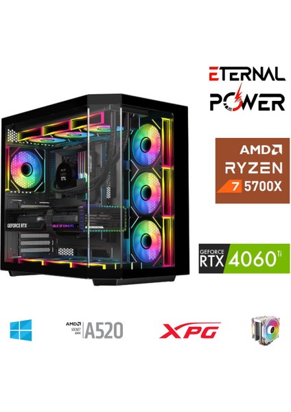 E.power Ryzen 7 5700X 32G Ddr4 1tb M.2 RTX4060TI A520 A650W