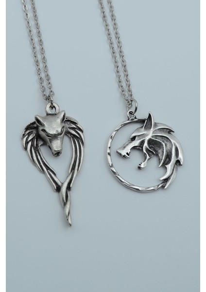 2'li The Witcher Kurt Anubis Ölüm Ve Ceza Tanrısı Gümüş Kaplama Kolye Seti