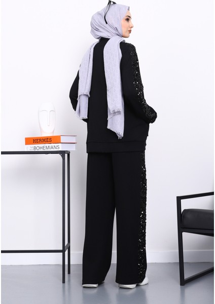 Siyah Pul Payetli Tunik Pantolonlu Takım fırsatları