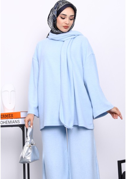 Bebe Mavi Atkılı Tunik Pantolonlu Fitilli Takım fiyatları